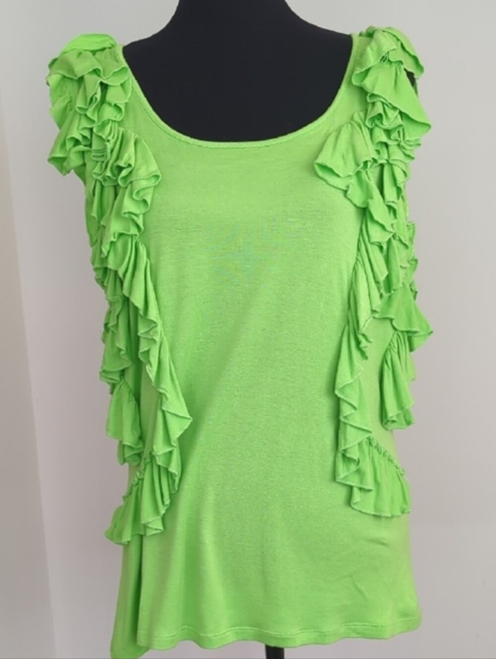 NWT Alberto Makali Lime Green Tiered Ruffle Sleeveless Tank Top XL Vintage